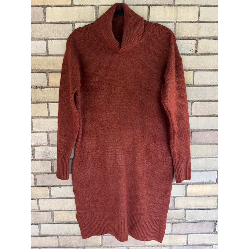 Adrienne Vittadini Rust Burnt Orange Cowl Neck Knit Sweater Dress Sz XL Stretchy